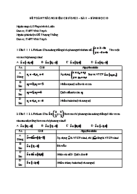Đề toán trắc nghiệm chương 3 - Bài 1  Hình học 10